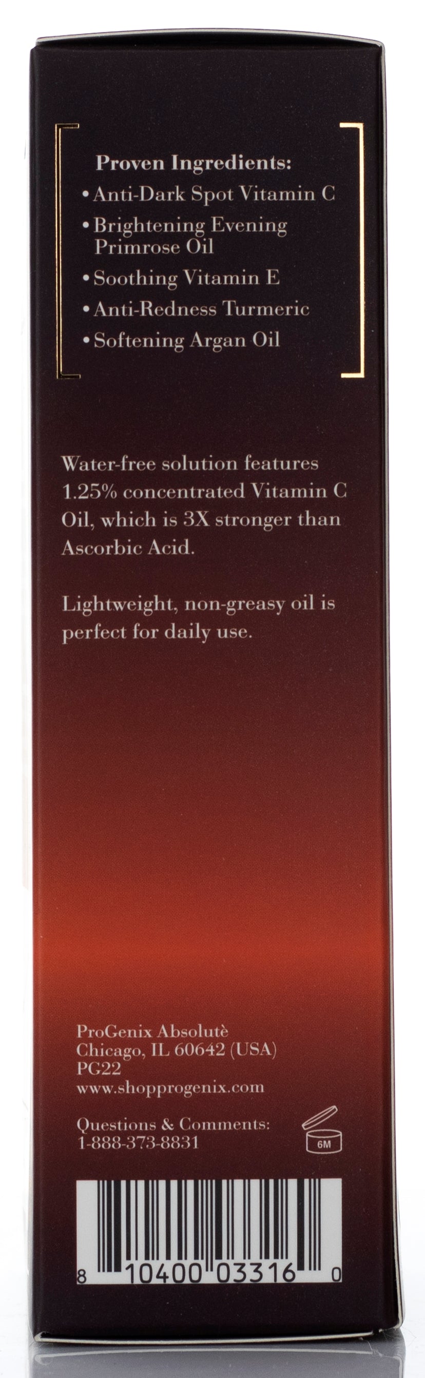 Absolute by Progenix 1.25% Vitamin C Facial Oil Serum 1 Fl Oz 